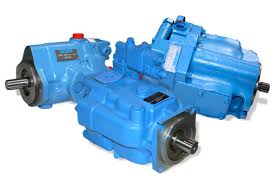 Industrial hydraulic pumps on shelf